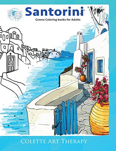 Santorini Greece Coloring Books For Adults.