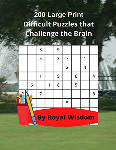 200 Large Print Difficult Puzzles That Challenge the Brain  Games to Relax with [Paperback]