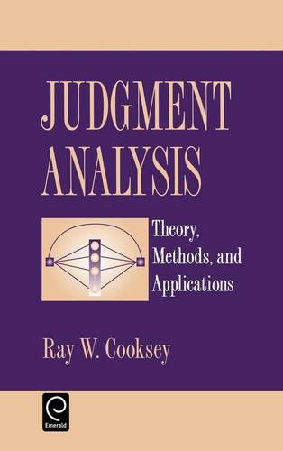 Judgment Analysis  Theory, Methods, and Applications [Hardcover]