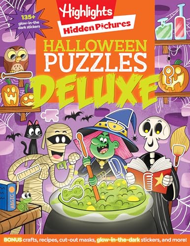 Halloween Puzzles Deluxe Halloween Activity Book for Kids, 135 Glow-in-the-Dark [Paperback]
