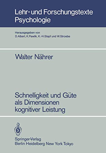 Schnelligkeit und Gte als Dimensionen kognitiver Leistung [Paperback]