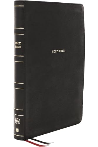 NKJV, Thinline Reference Bible, Leathersoft, Black, Red Letter, Comfort Print H [Leather / fine bindi]