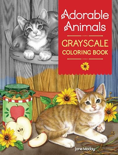 Adorable Animals Grayscale Coloring Book [Paperback]