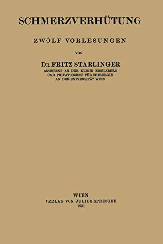 Schmerzverhtung Zwlf Vorlesungen [Paperback]