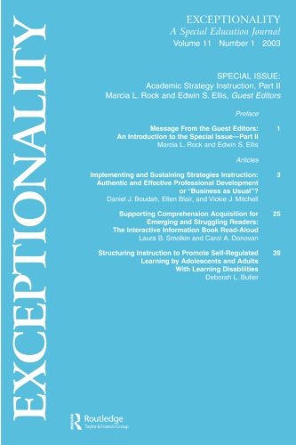 Academic Strategy Instruction A Special Issue of Exceptionality [Paperback]