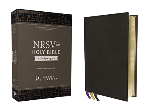 NRSVue, Holy Bible with Apocrypha, Premium Goatskin Leather, Black, Premier Coll [Leather / fine bindi]