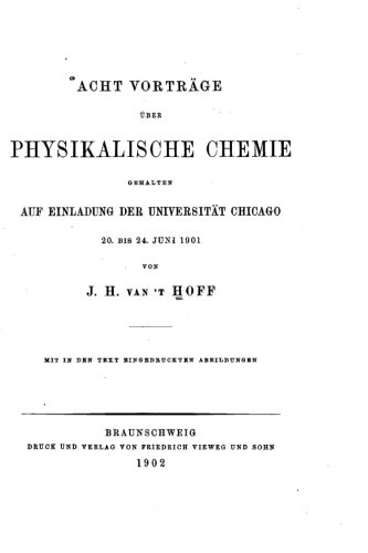 Acht Vortrge ber Physikalische Chemie Gehalten Auf Einladung (german Edition) [Paperback]