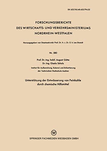 Untersttzung der Entwsserung von Feinkohle durch chemische Hilfsmittel [Paperback]