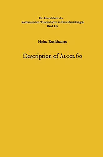 Handbook for Automatic Computation Description of Algol 60 [Paperback]