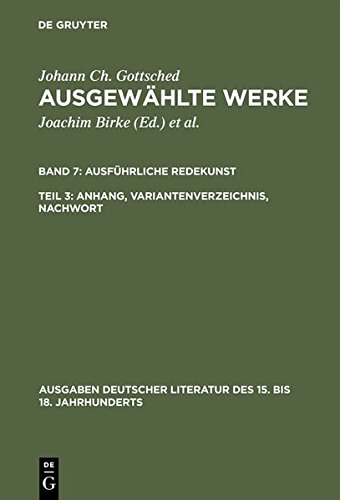 Anhang, Variantenverzeichnis, Nachwort [Hardcover]