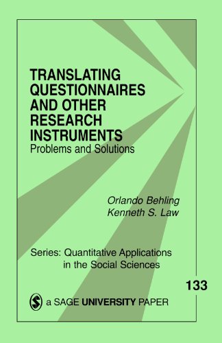 Translating Questionnaires and Other Research Instruments Problems and Solution [Paperback]