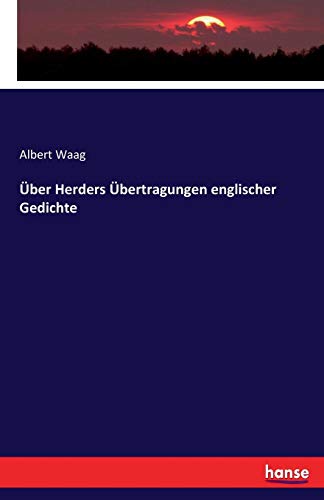 Uber Herders Ubertragungen Englischer Gedichte [Paperback]