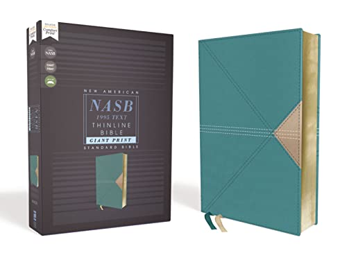 NASB, Thinline Bible, Giant Print, Leathersoft, Teal, Red Letter, 1995 Text, Com [Leather / fine bindi]