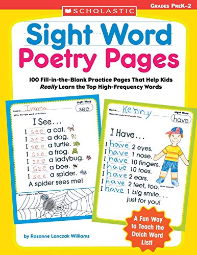Sight Word Poetry Pages 100 Fill-in-the-Blank Practice Pages That Help Kids Rea [Paperback]