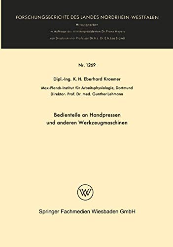 Bedienteile an Handpressen und anderen Werkzeugmaschinen [Paperback]