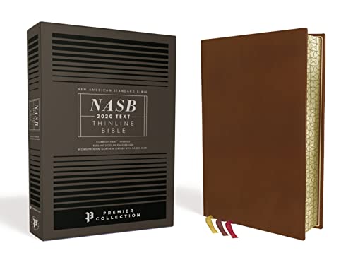 NASB, Thinline Bible, Premium Goatskin Leather, Brown, Premier Collection, Black [Leather / fine bindi]