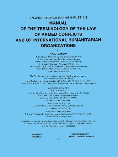 Manual of the Terminology of the Law of Armed Conflicts and of International Hum [Hardcover]
