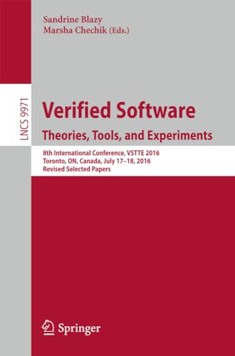 Verified Software. Theories, Tools, and Experiments 8th International Conferenc [Paperback]