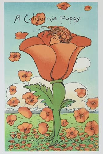 Vintage Journal Illustration Of California Poppy Person