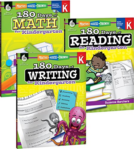180 Days Of Reading, Writing And Math For Kindergarten 3-Book Set [Paperback]