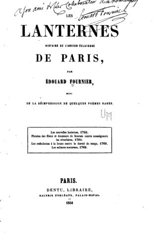 Les Lanternes, Histoire De L'ancien clairage De Paris (french Edition) [Paperback]
