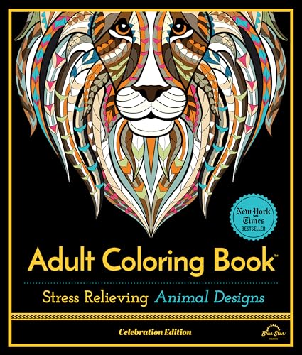 Stress Relieving Animal Designs Adult Coloring Book, Celebration Edition [Paperback]