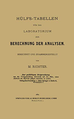Hlfs-Tabellen fr das Laboratorium zur Berechnung der Analysen Berechnet und Z [Paperback]
