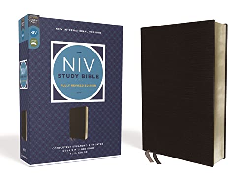 NIV Study Bible, Fully Revised Edition, Bonded Leather, Black, Red Letter, Comfo [Leather / fine bindi]