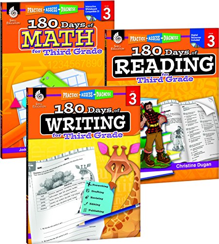 180 Days Of Reading, Writing And Math For Third Grade 3-Book Set [Hardcover]