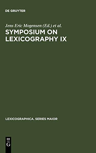 Symposium on Lexicography IX  Proceedings of the Ninth International Symposium  [Hardcover]