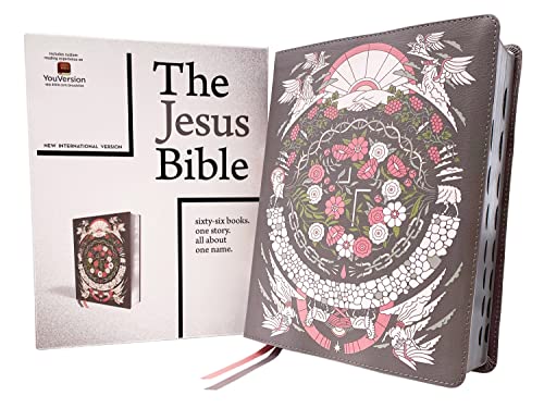 The Jesus Bible Artist Edition, NIV, Leathersoft, Gray Floral, Thumb Indexed, Co [Leather / fine bindi]