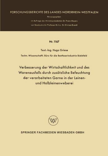 Verbesserung der Wirtschaftlichkeit und des Warenausfalls durch zustzliche Befe [Paperback]
