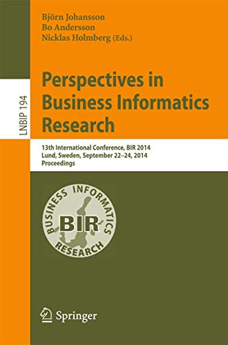 Perspectives in Business Informatics Research 13th International Conference, BI [Paperback]