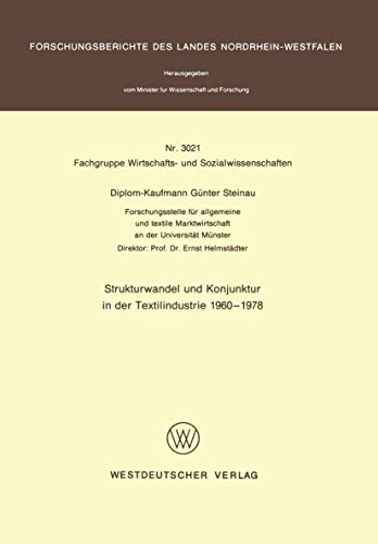 Strukturwandel und Konjunktur in der Textilindustrie 1960  1978 [Paperback]