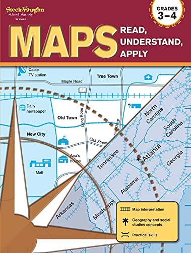 Maps Read, Understand, Apply Reproducible Grades 3-4 [Paperback]