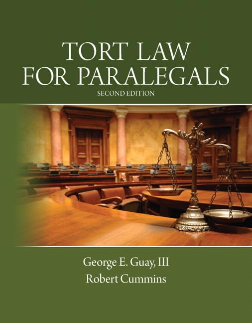 Tort Law for Paralegals [Paperback]