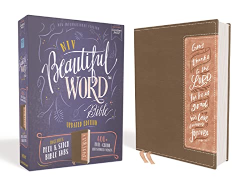 NIV, Beautiful Word Bible, Updated Edition, Peel/Stick Bible Tabs, Leathersoft,  [Leather / fine bindi]