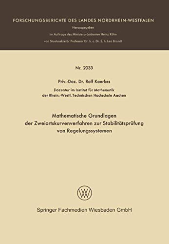 Mathematische Grundlagen der Zweiortskurvenverfahren zur Stabilittsprfung von  [Paperback]