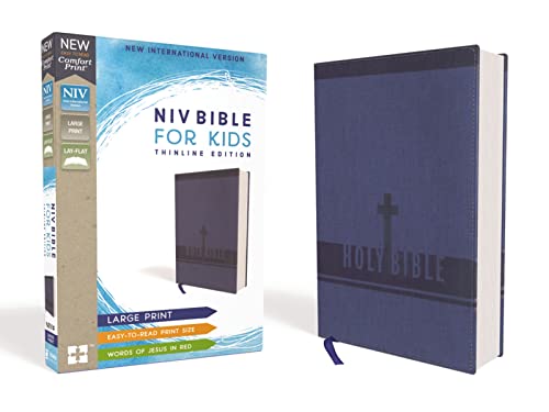 NIV, Bible for Kids, Large Print, Leathersoft, Blue, Red Letter, Comfort Print  [Leather / fine bindi]