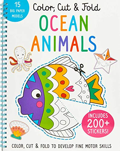 Color, Cut, and Fold Ocean Animals (Art books for kids 4 - 8, Boys and Girls C [Paperback]