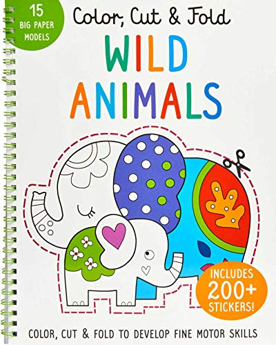 Color, Cut, and Fold Wild Animals (Lions, Tigers, Elephants, Art books for kid [Paperback]