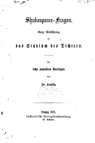 Shakespeare-Fragen, Kurze Einfhrung In Das Studium Des Dichters (german Edition [Paperback]