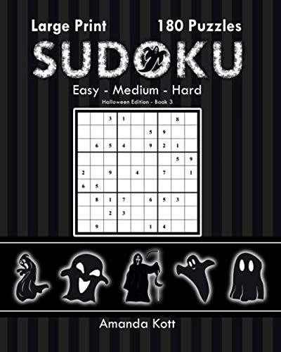 Large Print Sudoku Book 3 - Halloween Edition  180 Easy to Hard Puzzles [Paperback]