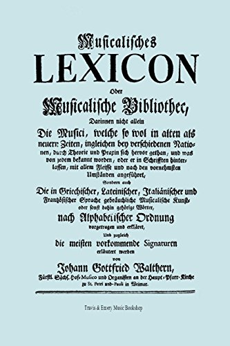 Musicalisches Lexicon Ober Musicalische Bibliothec [Paperback]