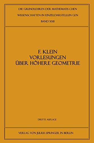 Vorlesungen ber Hhere Geometrie [Paperback]