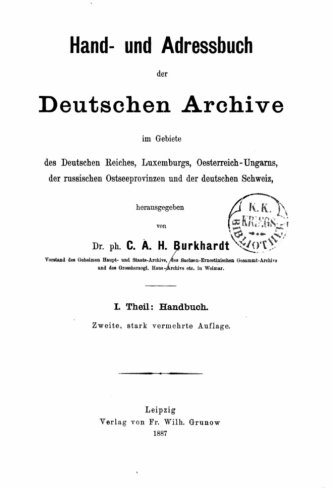 Hand- Und Adressbuch Der Deutschen Archive (german Edition) [Paperback]