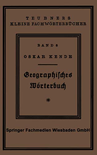 Geographisches Wrterbuch Allgemeine Erdkunde [Paperback]