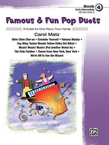 Famous &amp Fun Pop Duets, Bk 4 8 Duets for One Piano, Four Hands [Paperback]