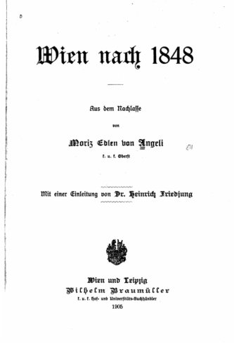 Wien Nach 1848 (german Edition) [Paperback]