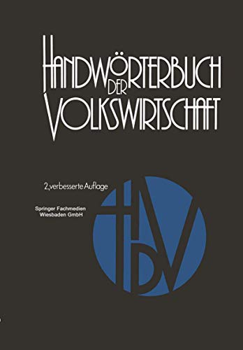 Handwrterbuch der Volkswirtschaft [Paperback]